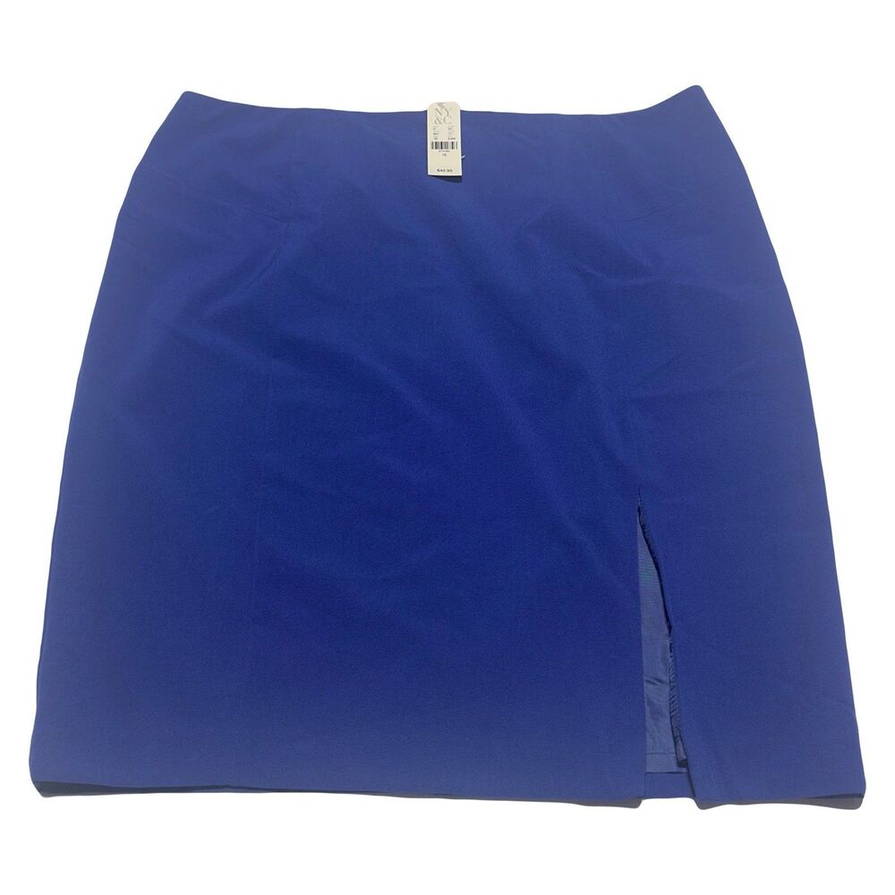 New York & Co NY&C Women’s Front Slit Skirt Blue Straight Size 16 NWT